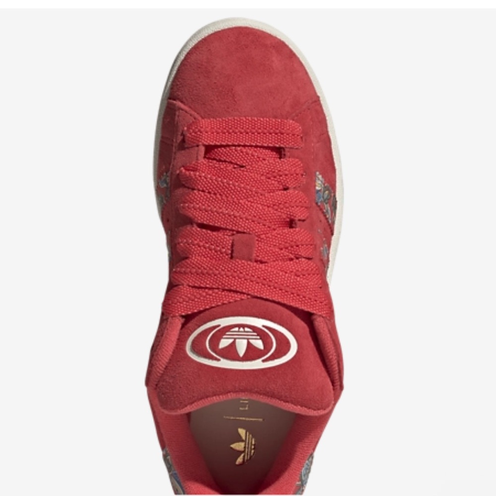 Adidas Women's Red and Floral Campus Sneakers - Picture 5 of 11